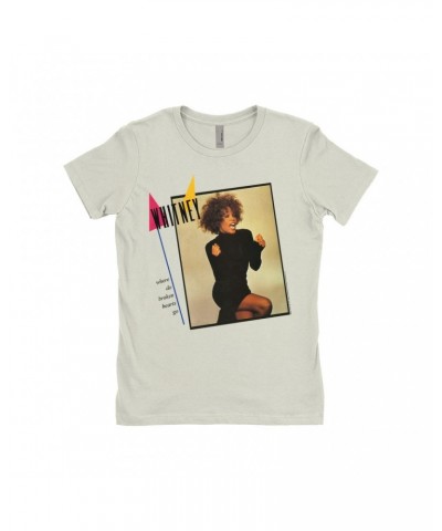 Whitney Houston Ladies' Boyfriend T-Shirt | Where Do Broken Hearts Go Album Cover Design Shirt $8.66 Shirts