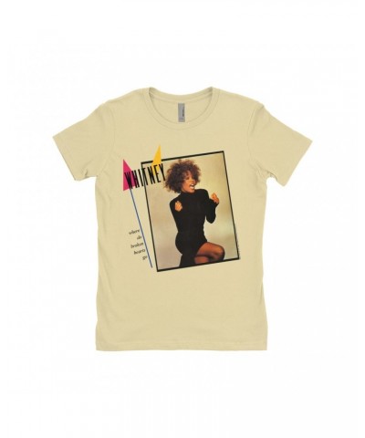 Whitney Houston Ladies' Boyfriend T-Shirt | Where Do Broken Hearts Go Album Cover Design Shirt $8.66 Shirts