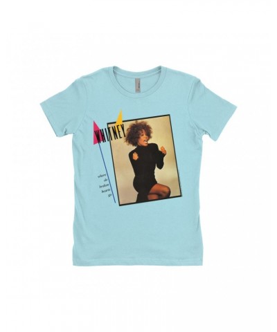 Whitney Houston Ladies' Boyfriend T-Shirt | Where Do Broken Hearts Go Album Cover Design Shirt $8.66 Shirts