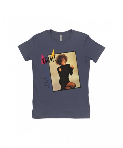 Whitney Houston Ladies' Boyfriend T-Shirt | Where Do Broken Hearts Go Album Cover Design Shirt $8.66 Shirts