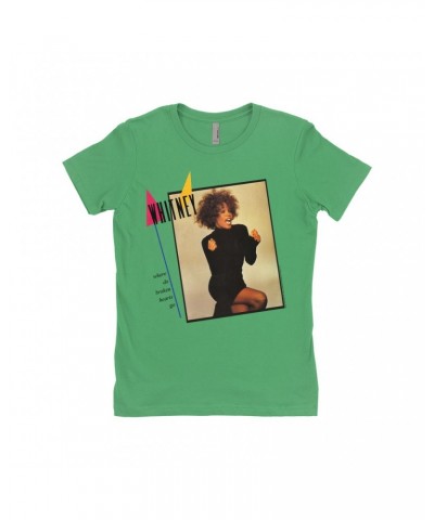 Whitney Houston Ladies' Boyfriend T-Shirt | Where Do Broken Hearts Go Album Cover Design Shirt $8.66 Shirts