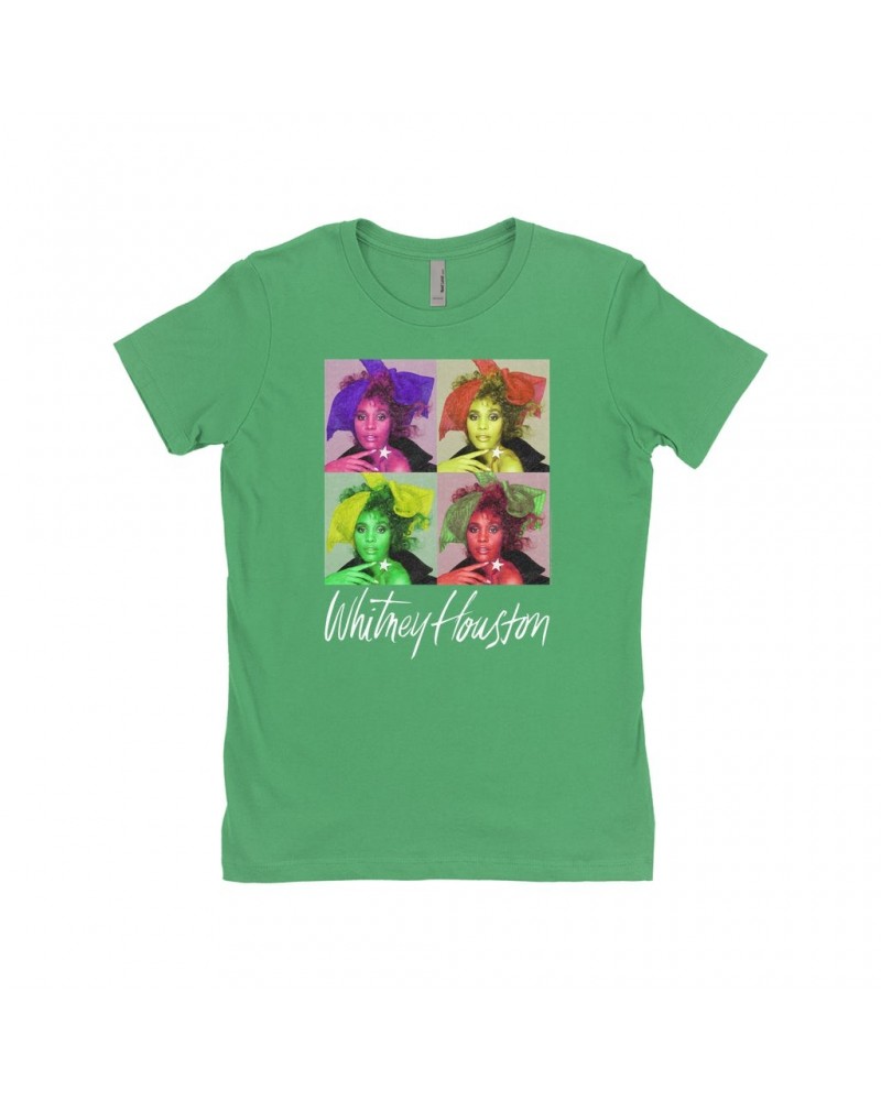 Whitney Houston Ladies' Boyfriend T-Shirt | Pop Art Album Design Distressed Shirt $9.42 Shirts