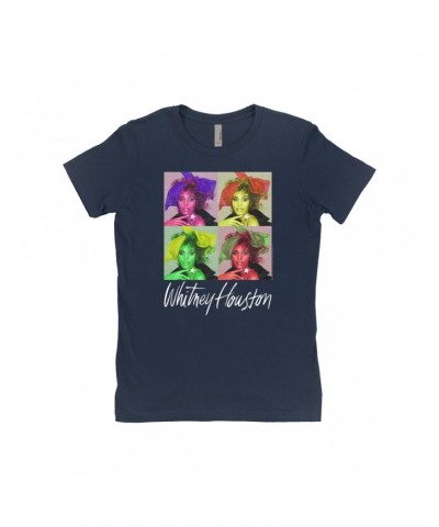 Whitney Houston Ladies' Boyfriend T-Shirt | Pop Art Album Design Distressed Shirt $9.42 Shirts