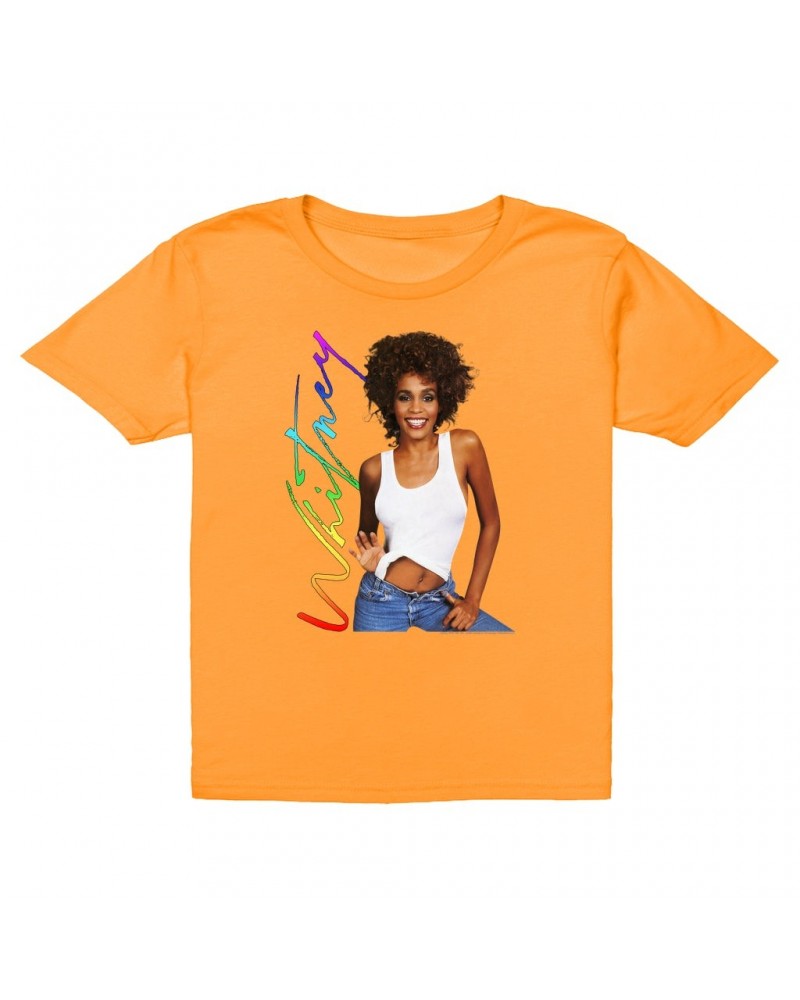 Whitney Houston Kids T-Shirt | 1987 Album Photo Rainbow Signature Image Kids T-Shirt $9.88 Kids