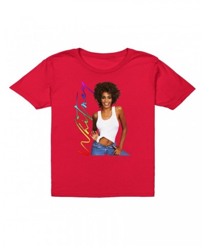 Whitney Houston Kids T-Shirt | 1987 Album Photo Rainbow Signature Image Kids T-Shirt $9.88 Kids