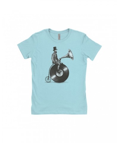 Music Life Ladies' Boyfriend T-Shirt | Riding The Gramophone Shirt $8.99 Shirts