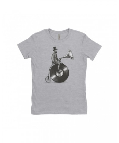 Music Life Ladies' Boyfriend T-Shirt | Riding The Gramophone Shirt $8.99 Shirts