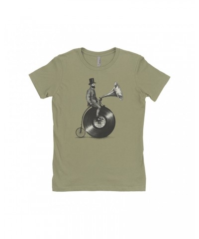 Music Life Ladies' Boyfriend T-Shirt | Riding The Gramophone Shirt $8.99 Shirts