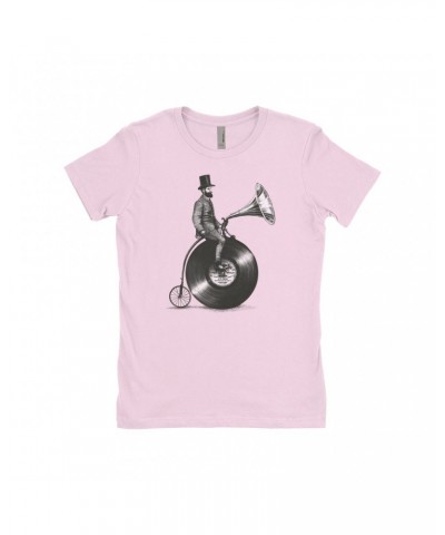 Music Life Ladies' Boyfriend T-Shirt | Riding The Gramophone Shirt $8.99 Shirts