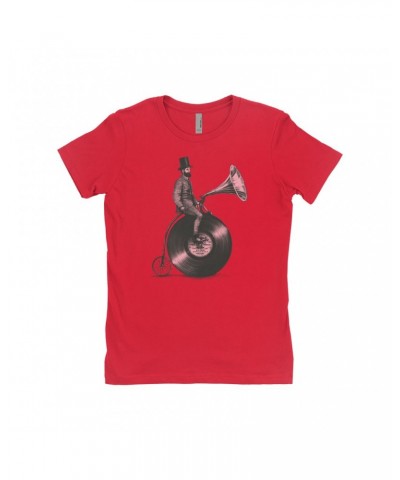 Music Life Ladies' Boyfriend T-Shirt | Riding The Gramophone Shirt $8.99 Shirts