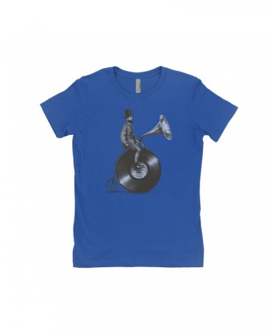 Music Life Ladies' Boyfriend T-Shirt | Riding The Gramophone Shirt $8.99 Shirts