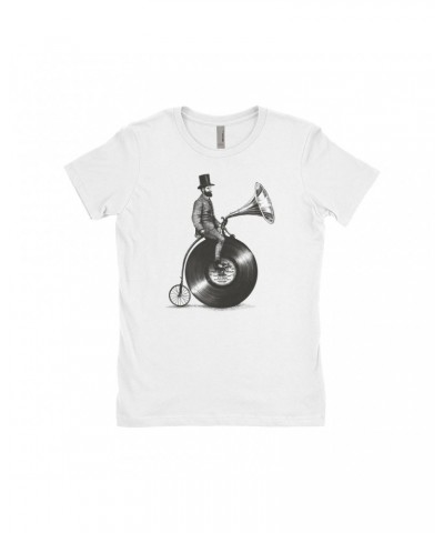 Music Life Ladies' Boyfriend T-Shirt | Riding The Gramophone Shirt $8.99 Shirts