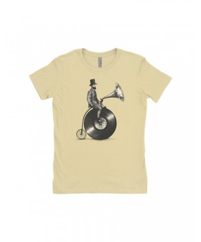 Music Life Ladies' Boyfriend T-Shirt | Riding The Gramophone Shirt $8.99 Shirts