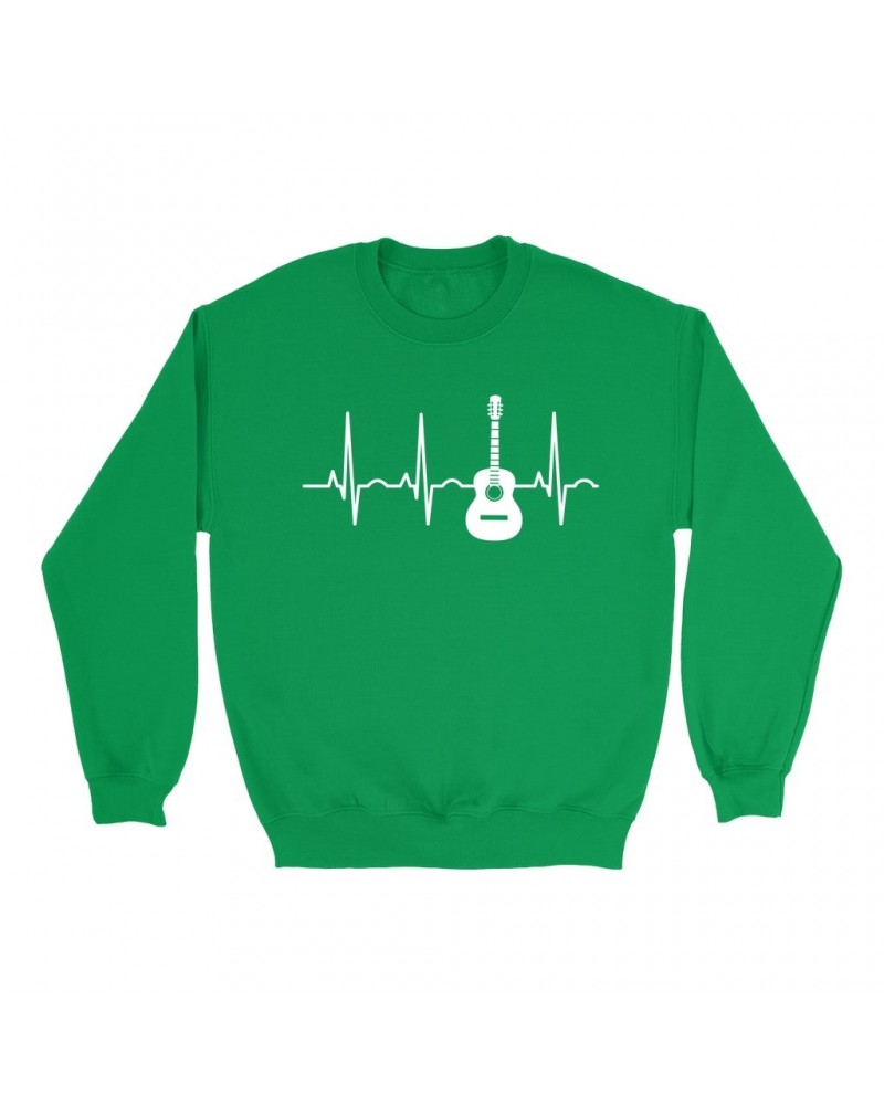 Music Life Colorful Sweatshirt | Acoustic Guitar Heartbeat Sweatshirt $6.84 Sweatshirts