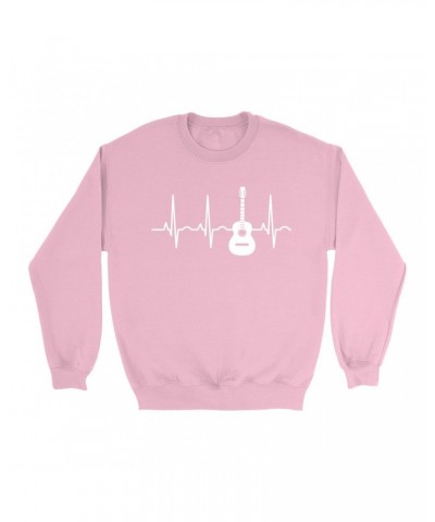 Music Life Colorful Sweatshirt | Acoustic Guitar Heartbeat Sweatshirt $6.84 Sweatshirts