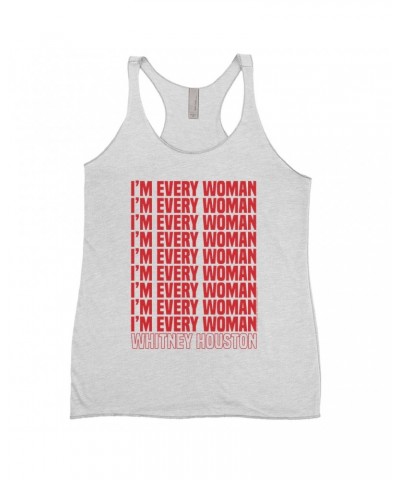 Whitney Houston Ladies' Tank Top | I'm Every Woman Repeating Red Shirt $8.35 Shirts