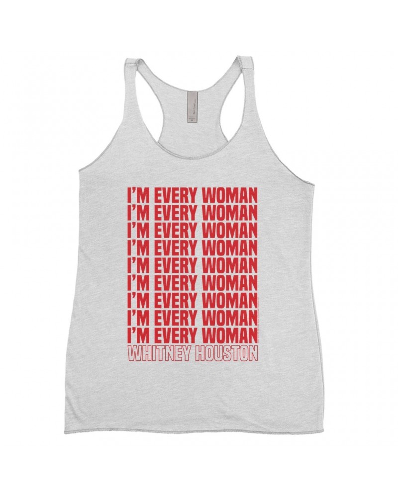 Whitney Houston Ladies' Tank Top | I'm Every Woman Repeating Red Shirt $8.35 Shirts