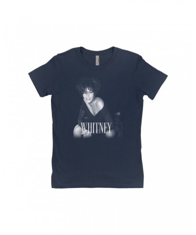 Whitney Houston Ladies' Boyfriend T-Shirt | Whitney In Black And White With Classy Logo Shirt $8.57 Shirts