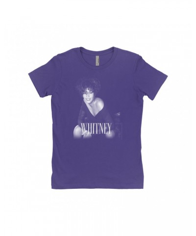 Whitney Houston Ladies' Boyfriend T-Shirt | Whitney In Black And White With Classy Logo Shirt $8.57 Shirts