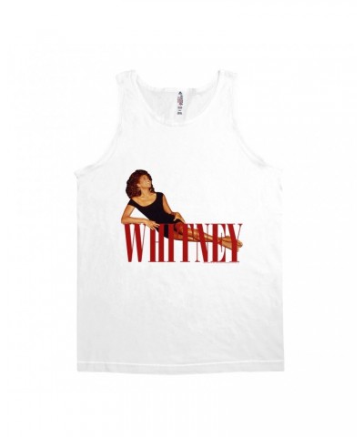 Whitney Houston Unisex Tank Top | Whitney Laying On Logo Red Shirt $16.42 Shirts