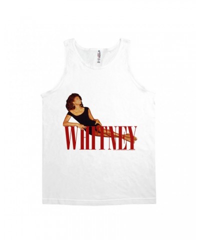 Whitney Houston Unisex Tank Top | Whitney Laying On Logo Red Shirt $16.42 Shirts