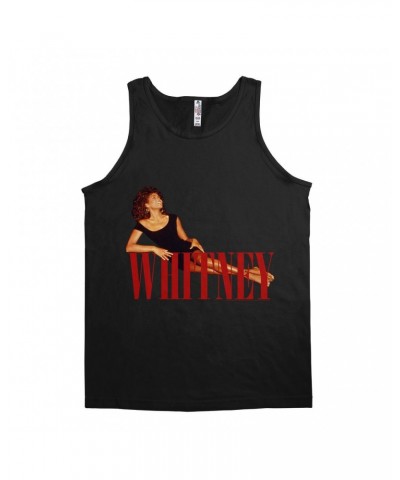 Whitney Houston Unisex Tank Top | Whitney Laying On Logo Red Shirt $16.42 Shirts