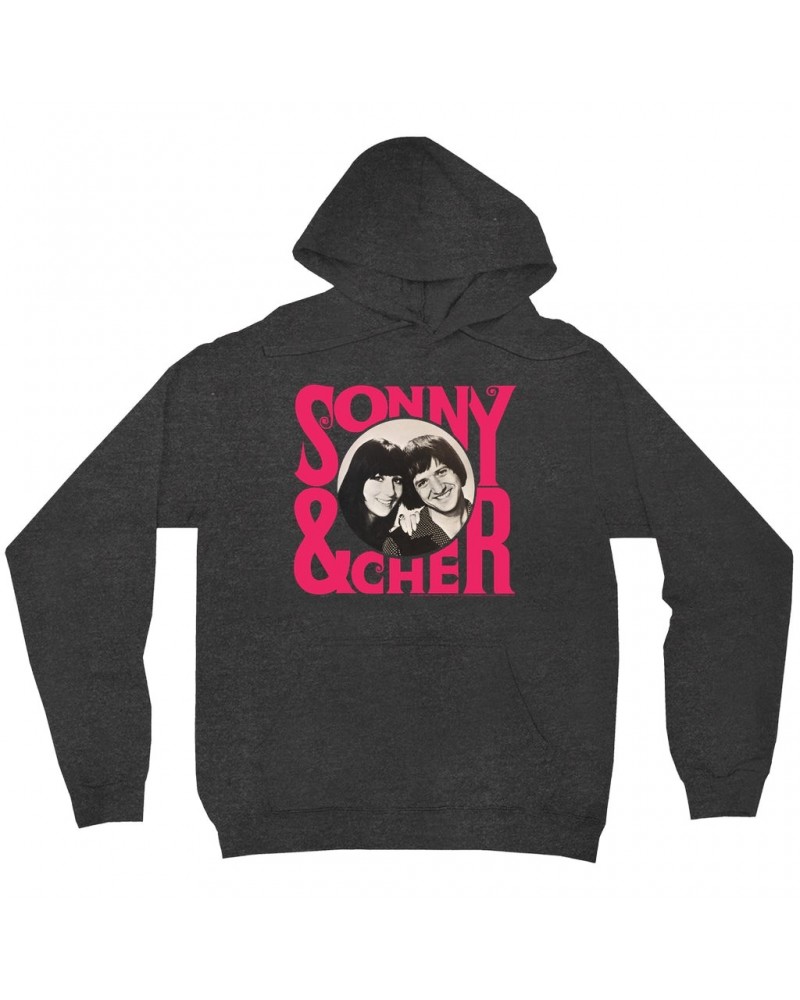 Sonny & Cher Hoodie | Retro Pink Logo And Photo Hoodie $7.79 Sweatshirts