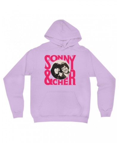 Sonny & Cher Hoodie | Retro Pink Logo And Photo Hoodie $7.79 Sweatshirts