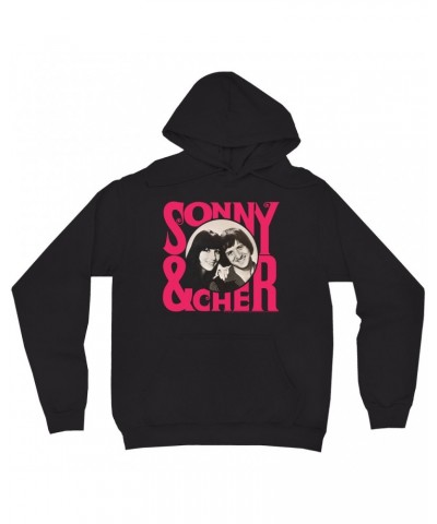 Sonny & Cher Hoodie | Retro Pink Logo And Photo Hoodie $7.79 Sweatshirts