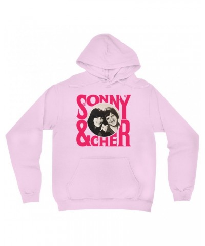 Sonny & Cher Hoodie | Retro Pink Logo And Photo Hoodie $7.79 Sweatshirts