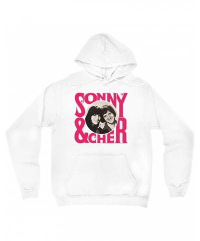 Sonny & Cher Hoodie | Retro Pink Logo And Photo Hoodie $7.79 Sweatshirts