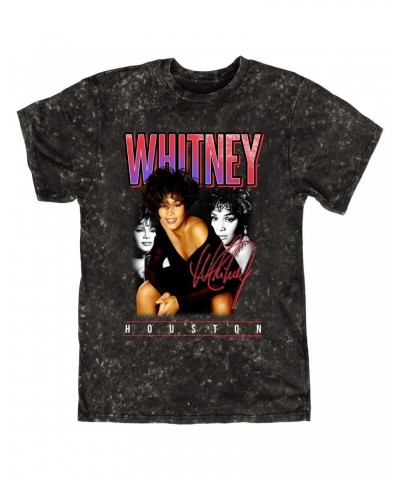 Whitney Houston T-shirt | Triple Red Purple Collage Mineral Wash Shirt $8.24 Shirts