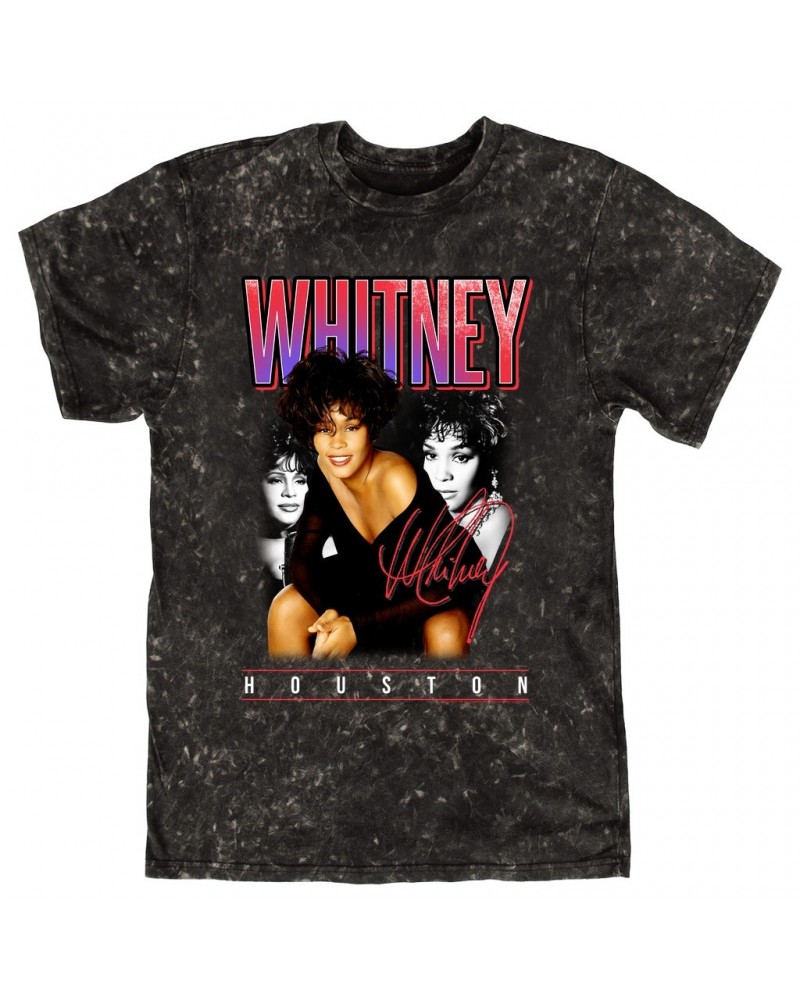 Whitney Houston T-shirt | Triple Red Purple Collage Mineral Wash Shirt $8.24 Shirts