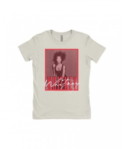 Whitney Houston Ladies' Boyfriend T-Shirt | Whitney Red Tone Photo Design Shirt $11.02 Shirts