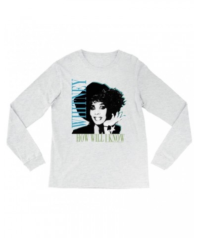 Whitney Houston Heather Long Sleeve Shirt | How Will I Know Negative Design Shirt $7.91 Shirts