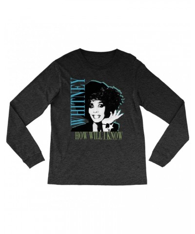 Whitney Houston Heather Long Sleeve Shirt | How Will I Know Negative Design Shirt $7.91 Shirts