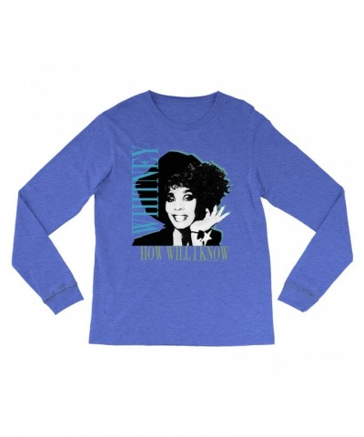 Whitney Houston Heather Long Sleeve Shirt | How Will I Know Negative Design Shirt $7.91 Shirts