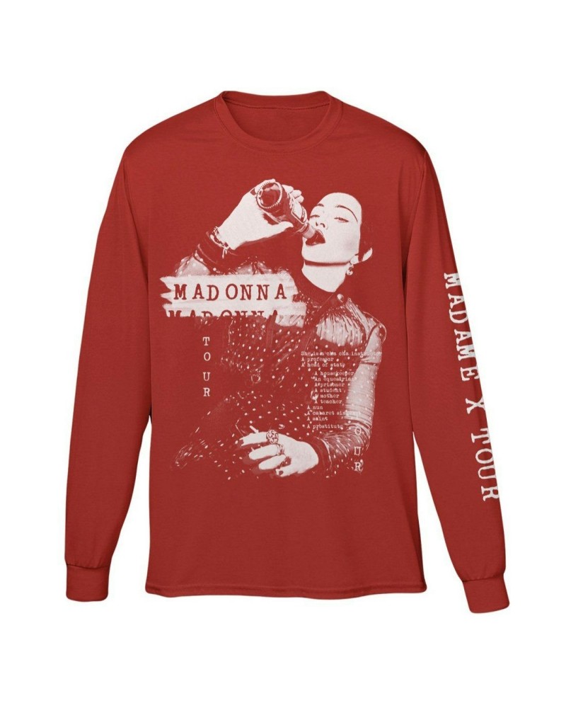 Madonna Madame X Red Long Sleeve Tee $7.78 Shirts