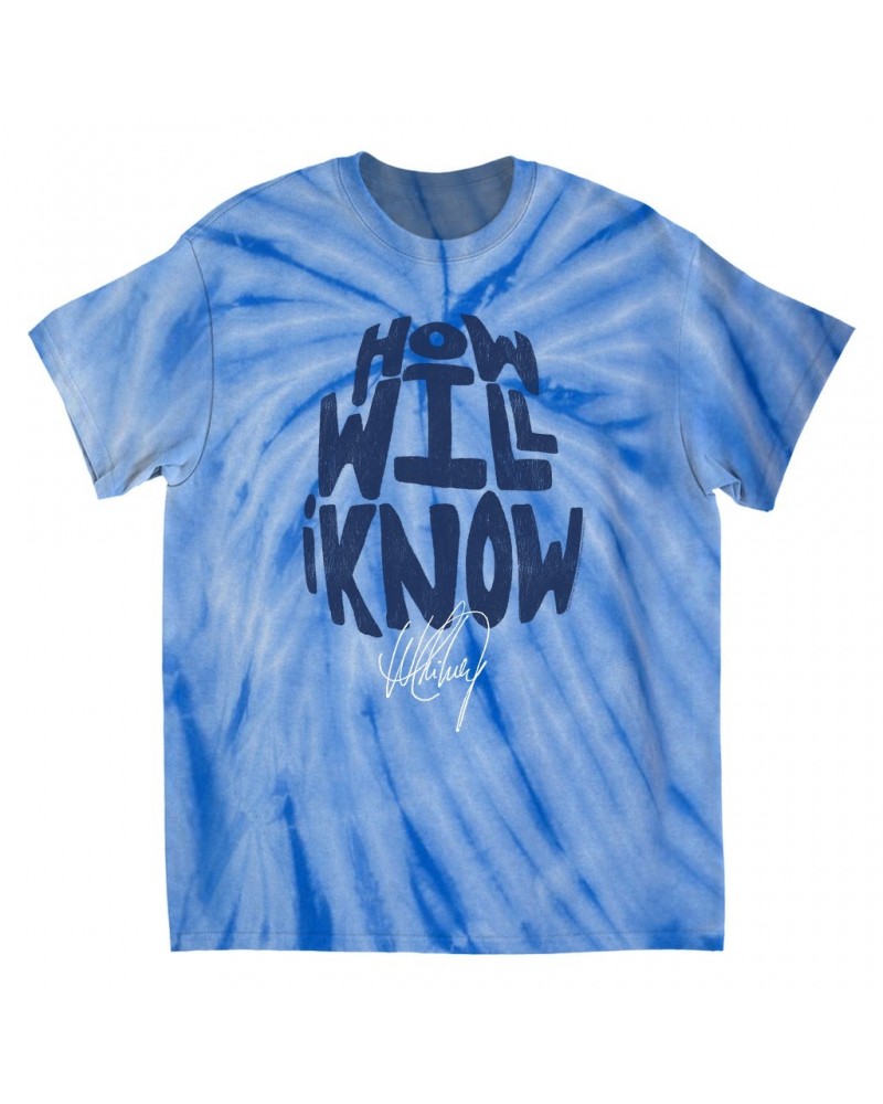 Whitney Houston T-Shirt | How Will I Know Navy Design Distressed Tie Dye Shirt $15.97 Shirts