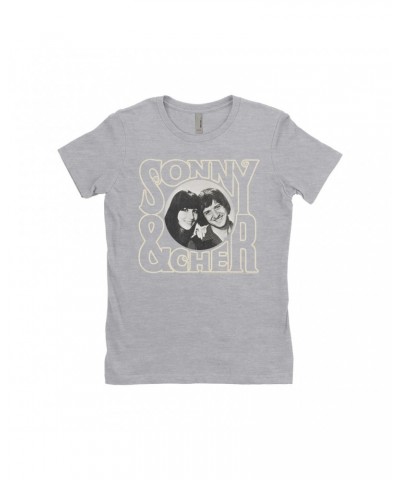 Sonny & Cher Ladies' Boyfriend T-Shirt | Retro Logo And Photo Distressed Shirt $5.26 Shirts