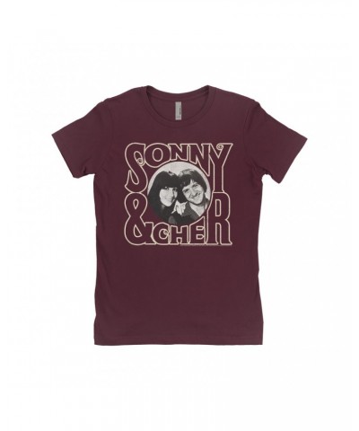 Sonny & Cher Ladies' Boyfriend T-Shirt | Retro Logo And Photo Distressed Shirt $5.26 Shirts