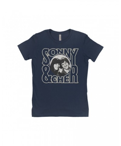 Sonny & Cher Ladies' Boyfriend T-Shirt | Retro Logo And Photo Distressed Shirt $5.26 Shirts