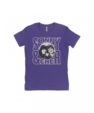 Sonny & Cher Ladies' Boyfriend T-Shirt | Retro Logo And Photo Distressed Shirt $5.26 Shirts