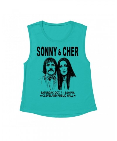 Sonny & Cher Ladies' Muscle Tank Top | Cleaveland Hall Concert Poster Shirt $4.67 Shirts