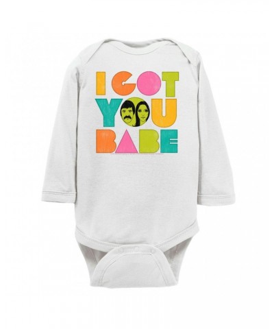 Sonny & Cher Long Sleeve Bodysuit | I Got You Babe Pastel Logo Distressed Bodysuit $6.36 Shirts