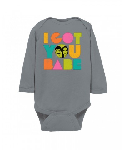 Sonny & Cher Long Sleeve Bodysuit | I Got You Babe Pastel Logo Distressed Bodysuit $6.36 Shirts