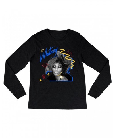 Whitney Houston Heather Long Sleeve Shirt | Funky Colorful 1987 Photo Image Design Shirt $4.68 Shirts