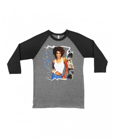 Whitney Houston 3/4 Sleeve Baseball Tee | Rainbow Ombre Electric Collage Shirt $6.62 Shirts